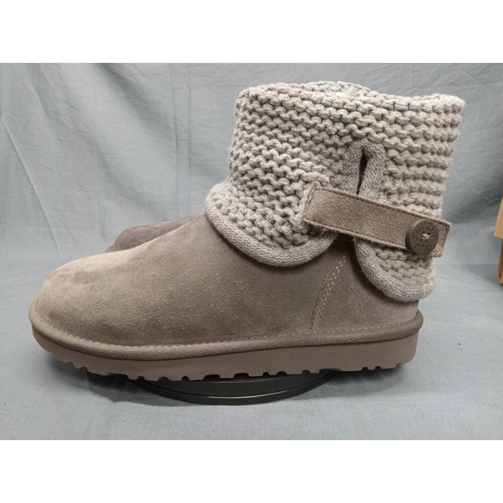 UGG Australia Girls Shaina Fold Down Knit Suede Boots Grey Size 5 NEW NO BOX! - Picture 5 of 11